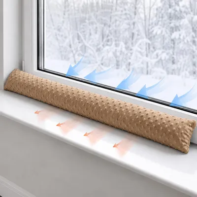 Obrázok produktu pre Zábrana proti prúdeniu vzduchu pre dvere a okná - 200 cm - Minky Oeko-Tex - Béžová