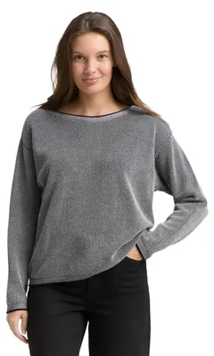 Produktbild von TOM TAILOR Damen Strickpullover mit Struktur 1033125, 30582 - Navy Bubble Struct