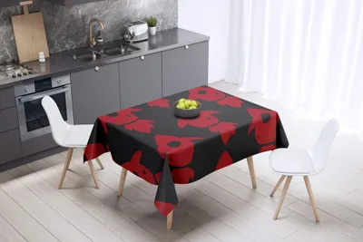 Tischdecke 140x140 cm, Polyester, wasserabweisend, rot/schwarz