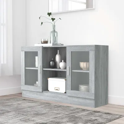 Obrázek produktu pro vidaXL Vitrína Grey Sonoma 120x30,5x70 cm Dřevěný materiál