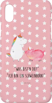 Produktbild von Mr. & Mrs. Panda Iphone 10 Handyhülle Einhorn Schwein - Rot Pastell - Geschenk, Hülle, Schweinchen, Freundin, Einhörner, Unicorn, Cover, X, Handy