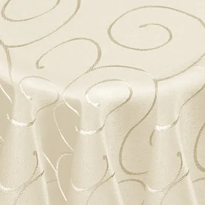 Produktbild von DecoHomeTextil Kringel Circle Tafeldecke Ornamente Damast Tischdecke Champagner Rund 160 cm