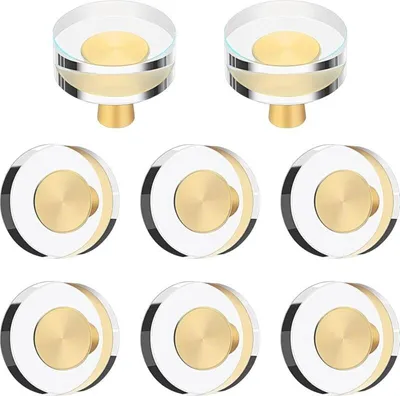 Produktbild von Stück Kristallglasknöpfe (rund), Messing-Schubladengriffe, runde Schrankgriffe, Messing-Glasknöpfe, goldene Möbelbeschläge, Glas-Kommodenknöpfe