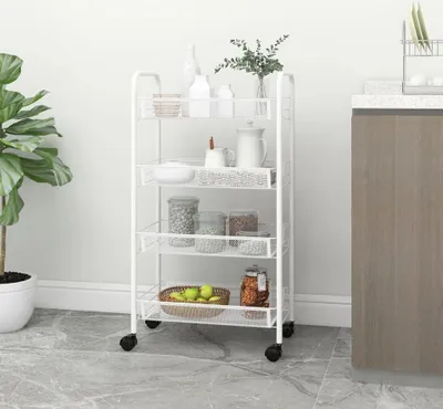 Produktbild von vidaXL Kš¹chenwagen 4 Etagen Wei? 46x26x85 cm Eisen
