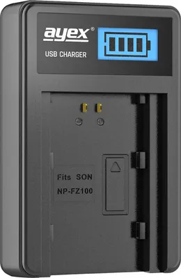 Produktbild von USB Ladegerät für Sony NP-FZ100 Akkus beleuchtetes Display Ladestandanzeige