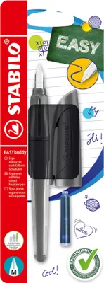 Image de STABILO EASYbuddy, Noir, Système de remplissage de cartouches, Bleu, Droitier, 22 mm, 90 mm