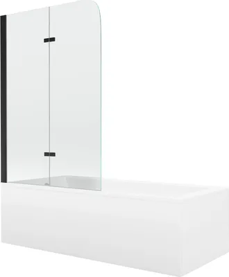 Produktbild von Mexen Cubik rechteckige Wanne 160 x 70 cm mit Verkleidung und 2-flügeliger Duschwand 80 cm, transparent, schwarz - 550316070X90?