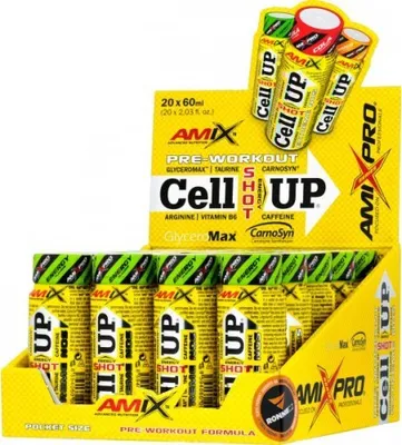 Obrázek produktu pro Amix CellUp Shot BOX 20 x 60 ml energy / Předtréninkové stimulanty / Tekutá rychle vstřebatelná predtréningovka obsahující GlyceroMax™