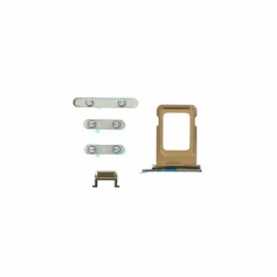 Produktbild von Tasten Set für iPhone 11 Pro Max Ersatz Knopf Stummschalter Gold