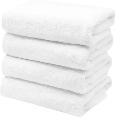 Produktbild von 4er Set Handtücher, 100% Baumwolle, 50x100 cm, weiß, extra flauschig