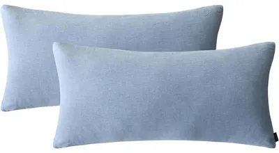 Produktbild von Kissenbezug 40x80 cm Baumwolle Haiya Blue 2er Set mit Reißverschluss Stone Washed Optik