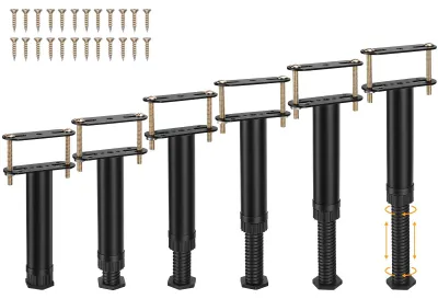 Image de Inovra - Pied de support réglable, 18-32 cm - Lot de 6 pieds de lit - Réglage de la hauteur - Pied de support pour meubles - Bague de serrage - Anti-vibrations - Pied de lit