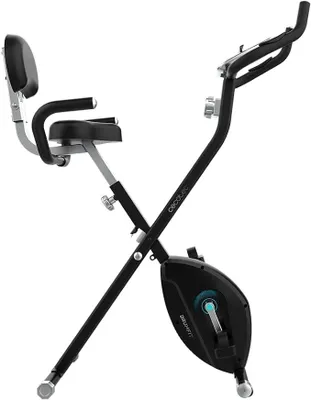 Image de Vélo d'appartement pliable DrumFit X-Bike Neo Ultra. Selle confortable avec dossier, volant d'inertie de 1,5 kg, 8 niveaux de résistance, pliable de manière simple et compacte, écran LCD, support pour appareils, moniteur de fréquence cardiaque