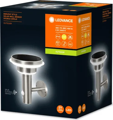Zdjęcie produktu dla LEDVANCE ENDURA STYLE SOL WALL2CIRCLE6WST LEDV 4058075392687 Solar outdoor wall light ( + motion detector) LED (monochrome) 6 W Steel