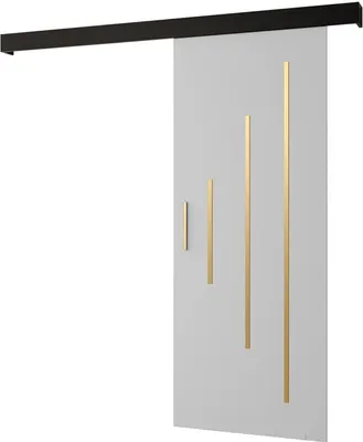 Produktbild von MEBLE KRYSPOL Salwador Y Schiebetür, 80x204 cm, Weiß, Schwarz , Gold