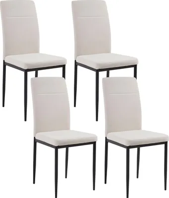 Produktbild von BELIANI Esszimmerstühle 4er Set Hellbeige Stoff Gepolstert mit Schwarzen Beinen Ohne Armlehnen Modern Polsterstühle Küchenstühle Esszimmer Küche