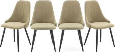 Immagine prodotto di Calicosy - Set di 4 sedie in tessuto con gambe in metallo nero L50 cm - MANI