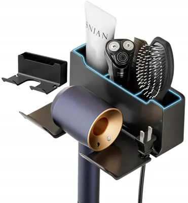 Immagine prodotto di Porta asciugacapelli autoadesivo nero organizer