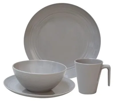 Produktbild von Seramika Latte Melamin Geschirrset 16-tlg. für 4, Grau