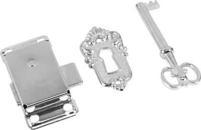 Produktbild von 1 Set Antikes klassisches Schubladenschrank-Kleiderschrank-Türschloss mit Schlüssel (einschließlich 1 Schloss, 1 Schlossplatte, 1 Schlüssel)