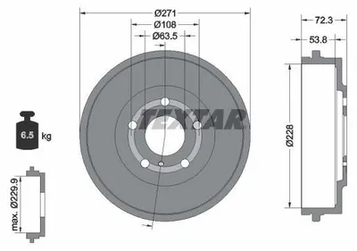 Produktbild von TEXTAR 94049900 Bremstrommel Ø228mm Hinten für FORD Puma SUV