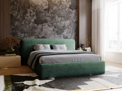 Obrázek produktu pro Čalouněná postel 180x200 cm Monza - stylová manželská postel s roštem a zásuvkou - zelená (Symphony 12)