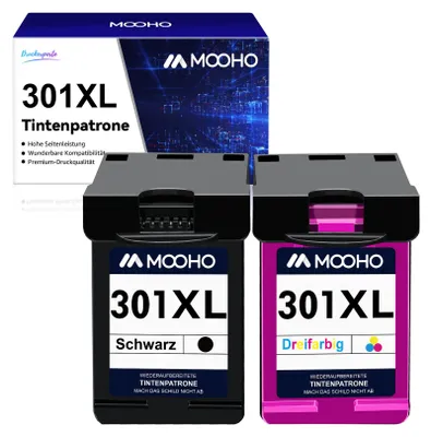 Two ink cartridges and their packaging are displayed.