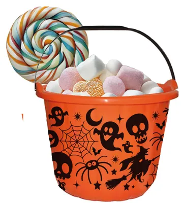 Image de Halloween Seau à citrouille Bol de bonbons Fête d'horreur Décoration Cadeau, couleur : orange