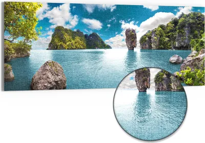 Produktbild von DEQORI Hybrid Leinwand Bild 125x50 cm 'Paradiesisches Thailand' Wandbild Glas flach modern