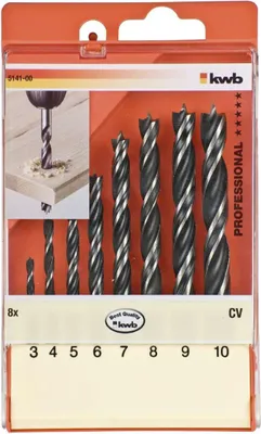 Zdjęcie produktu dla kwb 514100, Wiertarka, Zestaw wierteł, Drewno, 3, 4, 5, 6, 7, 8, 9, 10 mm, 8 szt.