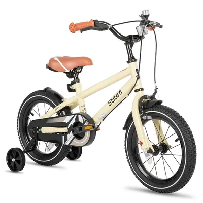 Produktbild von STITCH 14/16/18/20 Zoll Kinderfahrrad für 3-13 Jahr Jungen Mädchen,mit Stützräder, Kotflügel, Front and rear dual brakes, Reflektorplatte, Beige
