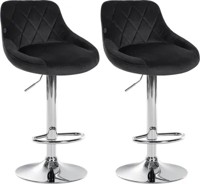 Produktbild von 2er Set Barhocker Lazio Samt chrom schwarz