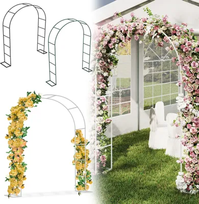Produktbild von LARS360 Rosenbogen aus Metall, Gartenbogen, Rosengestell für Kletterpflanzen, Rankhilfe, Garten Dekoration, Hochzeitsdekoration, Pflanzenständer für Rosen, Weiß