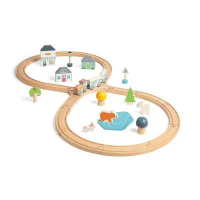 Image de Bigjigs Toys Chemin de fer en bois par la forêt