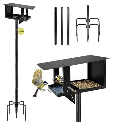 Imagen del producto de Comedero para pájaros resistente a la intemperie con soporte de 170 cm