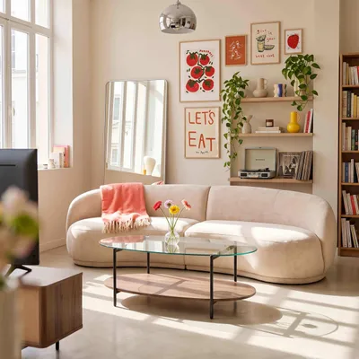 Produktbild von 3-Sitzer-Sofa aus beigem Stoff L 266 cm - Oviala Harper