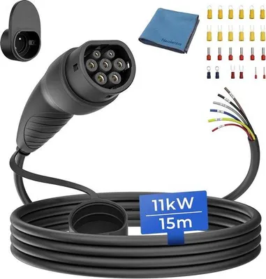 Zdjęcie produktu dla Kabel do ładowania typu 2 z otwartym końcem, 11 kW - Kabel zastępczy, trójfazowy, 16A, 15m, przeznaczony do wallboxów i stacji ładowania