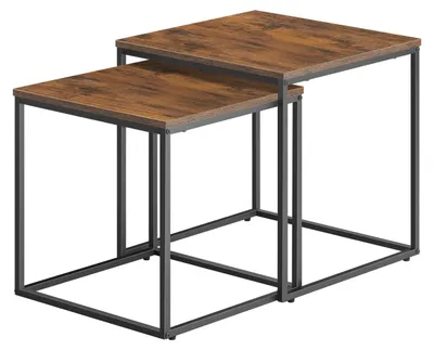 Image de Lot de 2 tables basses carrées industrielles chêne et noir
