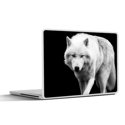 Produktbild von MuchoWow® Laptop Aufkleber Sticker Cover Wolf - Tier - Schwarz - Weiß 31x22.5 cm - Laptop-Deko