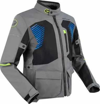 Produktbild von Bering Bakundu wasserdichte Motorrad Textiljacke, grau/schwarz/blau, M