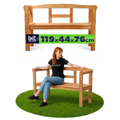 Produktbild von KADAX Gartenbank mit Rückenlehne Holz Park 119 cm Terrasse Garten Tik