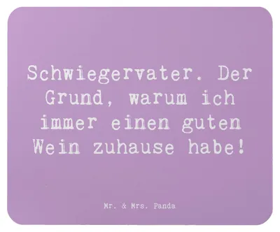 Produktbild von Mr. & Mrs. Panda Mauspad Spruch Schwiegervater Weinliebhaber - Lavendeltraum - Geschenk, mousematte, laptop mousepad, Handarbeit, Familie, Wertschätzung, Mouse Pad, pc
