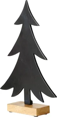 Produktbild von Tannenbaum SVART schwarz Metallbaum mit Holzfuß H33cm Weihnachtsbaum