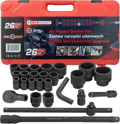 Zdjęcie produktu dla Klucze nasadowe udarowe 3/4'' 1" 12-kątne 26el