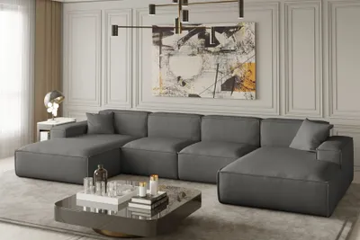 Produktbild von Wohnlandschaft U-Form CELES in Stoff Opera Velvet Graphitgrau