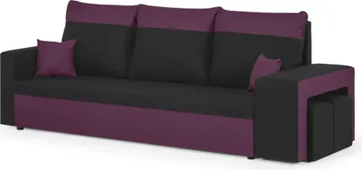 Produktbild von 3-Sitzer-Sofa mit Schlaffunktion DAKOTA2 - Schwarz/ Fuchsia