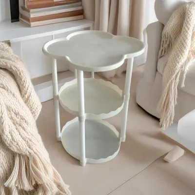 Produktbild von Weißer Beistelltisch 34 cm rund für Schlafzimmer und Wohnzimmer