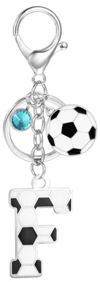 Productafbeelding van Voetbal Sleutelhanger met Letter F en Blauw Kristal