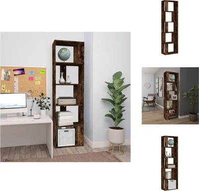 Zdjęcie produktu dla vidaXL Półka na książki dąb wędzony 45x24x160 cm materiał drewnopochodny - Półki na książki i regały