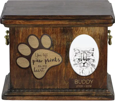 Produktbild von Britisch Langhaar - Eine Urne für die Asche einer Katze, eine Urne für eine Katze mit Foto, eine personalisierte Katzenasche-Box der Marke Art-Dog.